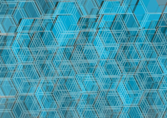 The illustrations and clipart. Vector image. An abstract pattern, overlapping blue hexagon.