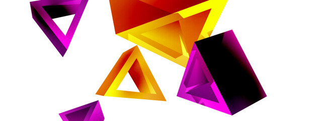 3d triangle abstract background. Basic shape technology or business concept composition. Trendy techno business template for wallpaper, banner, background or landing