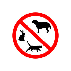 No Pets Allowed Sign Vector On White Background. The Best No Dog Sign. No dogs allowed, red and black color, vector illustration. No pets allowed, pets prohibition sign, vector illustration.