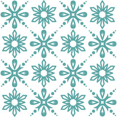 Blue seamless pattern for ceramic tiles in spanish portuguese retro style, blue white pastel vector illustration eps square