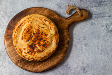 selective focus of Indian flat bread Roti or Chapati.