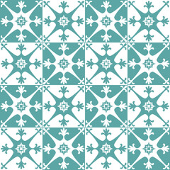 Azulejo seamless pattern stylish trendy ceramic tile for kitchen backsplash, vector illustration