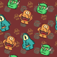 Cartoon Ghoul Clipart Pattern 