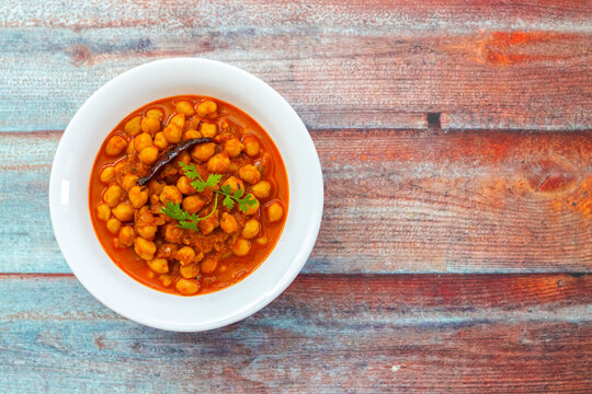 delicious north Indian food "Chana Masala" is ready to eat. 