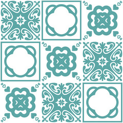 Talavera spanish ceramic tiles for wall decoration, azulejo pattern vector illustration for design