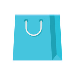 Simple and solid blue shopping bag icon