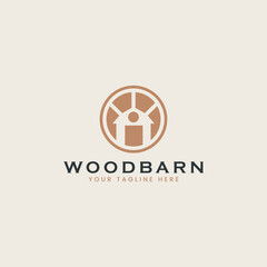 Fototapeta premium Wooden House Pine Tree Logo Template. Universal creative premium symbol. Vector sign icon logotype