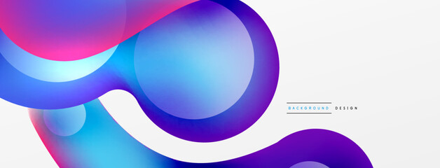 Fluid abstract background. Liquid color gradients composition. Round shapes and circle flowing design for wallpaper, banner, background or landing