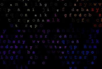 Dark multicolor, rainbow vector pattern with ABC symbols.