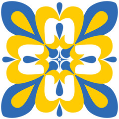 Symmetrical pattern for azulejo or talavera ceramic tiles, mediterranean wall decoration style