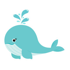 Isolated cartoon vector illustration of a whale