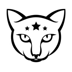 Cat face, magic cat, witches  mascot. Cat logo template. Vector illustration.