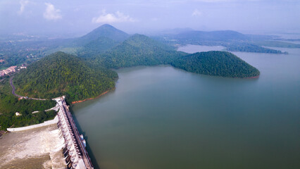 Fototapeta premium Chandil dam situated in Jharkhand state of India, aerial view, tourism place