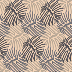 Floral seamless pattern with leaves on a beige background, vector illustration for textile