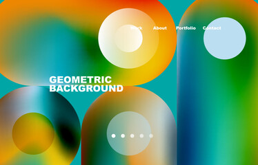 Website landing page abstract geometric background. Circles and round shapes. Web page for website or mobile app wallpaper