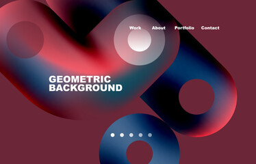Circles and round shapes landing page abstract geometric background. Web page for website or mobile app wallpaper