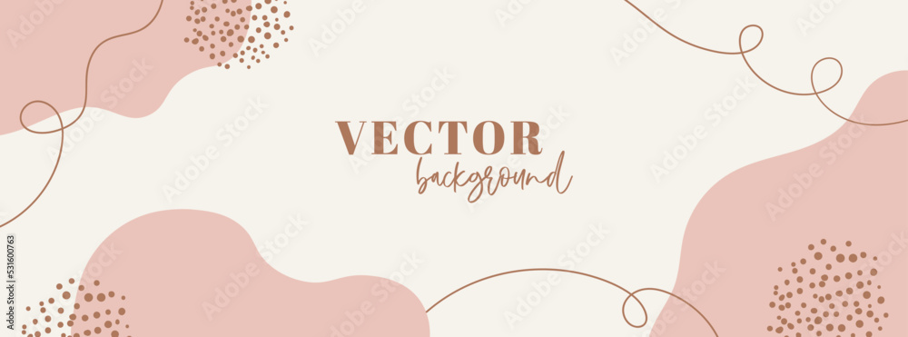Poster minimal long vector banner in neutral colors. abstract organic shapes background with copy space for