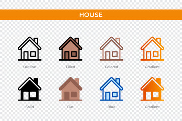 house icon in different style. house vector icons designed in outline, solid, colored, filled, gradient, and flat style. Symbol, logo illustration. Vector illustration