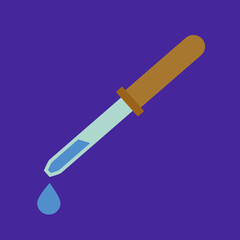 Pipette with liquid, illustration, vector, cartoon