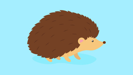 Hedgehog, side view, illustration, vector, cartoon