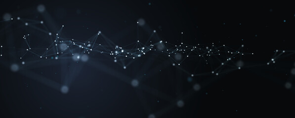 Fototapeta premium Abstract futuristic - technology with polygonal shapes on dark blue background. Design digital technology concept. 3d illustration.