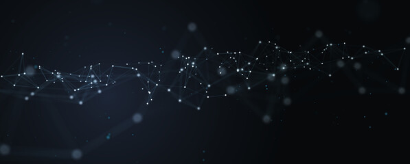 Abstract futuristic - technology with polygonal shapes on dark blue background. Design digital technology concept. 3d illustration.