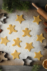 Concept of cooking tools, cookie cutters, top view