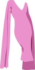 illustration of a pink dress, cape dress.