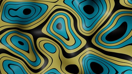 Fototapeta na wymiar Blue and yellow 3D modern liquid abstract wavy background