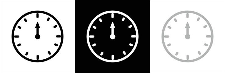 Clock icon. Set of clock icons. Wall clock icon set. Time. Symbol for apps and websites. Vector illustration.
