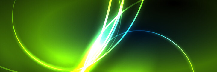 Blue neon glowing lines, magic energy space light concept, abstract background wallpaper design