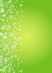 Abstract Green Background with Golden Circular Spot Lights.  Vibrant Sunlight  Summer and Spring Texture. Bokeh Blurry Template. Shiny Gradient Cover. Festive Christmass and New Year Snow on Green.