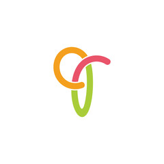 letter q curves line colorful kid design logo symbol vector