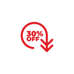 circle down arrow percent off vector