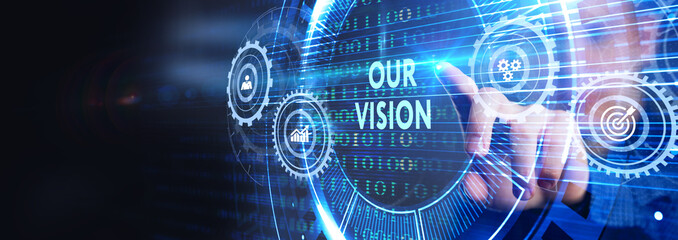 Business, technology, internet and network concept. Virtual screen of the future and sees the inscription: Our vision
