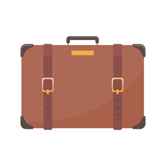 Brown travel suitcase or bag with flat color
