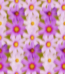 Blurred Real Calendula Daisy Flowers Seamless Pattern Psychedelic Design Perfect for Allover Fabric Print Trendy Fashion Colors Natural Look