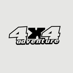 4x4 off road text sticker black and white. 4 wheel stickers © chen.design