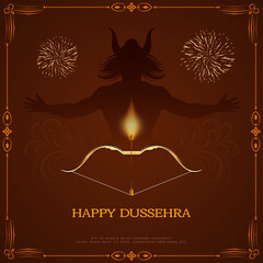 Happy Dussehra festival Ravana killing background design