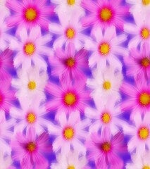 Blurred Real Calendula Daisy Flowers Seamless Pattern Psychedelic Design Perfect for Allover Fabric Print Trendy Fashion Colors Natural Look