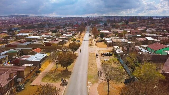Aerial view of Soweto town in South Africa