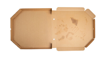 Empty Pizza Pox Isolated, Open Delivery Cardboard