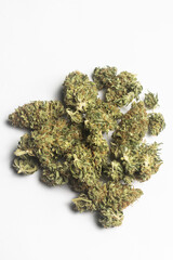 thai medicinal marijuana cannabis flowers on white background in thailand