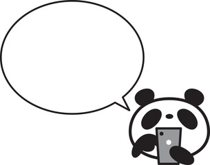 シンプルパンダ顔　スマホ操作　ふきだし