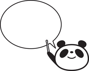 シンプルパンダ顔　指し棒右手　ふきだし