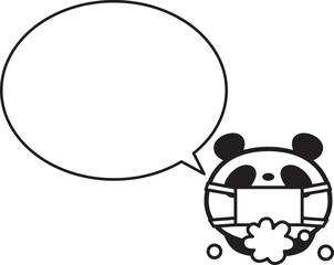 シンプルパンダ顔　マスク手洗い　ふきだし