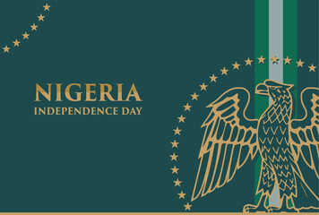 VECTORS. Editable banner for Nigeria Independence Day, October 1, patriotic, civic holidays, formal