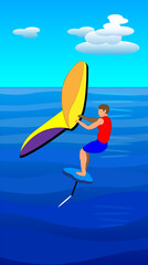 Man on WingFoil Board in ocean