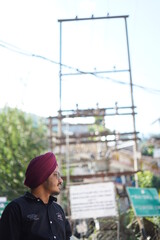 person in a greenhouse
