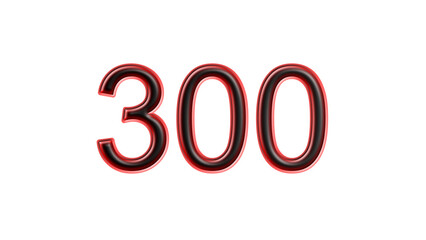 red 300 number 3d effect white background